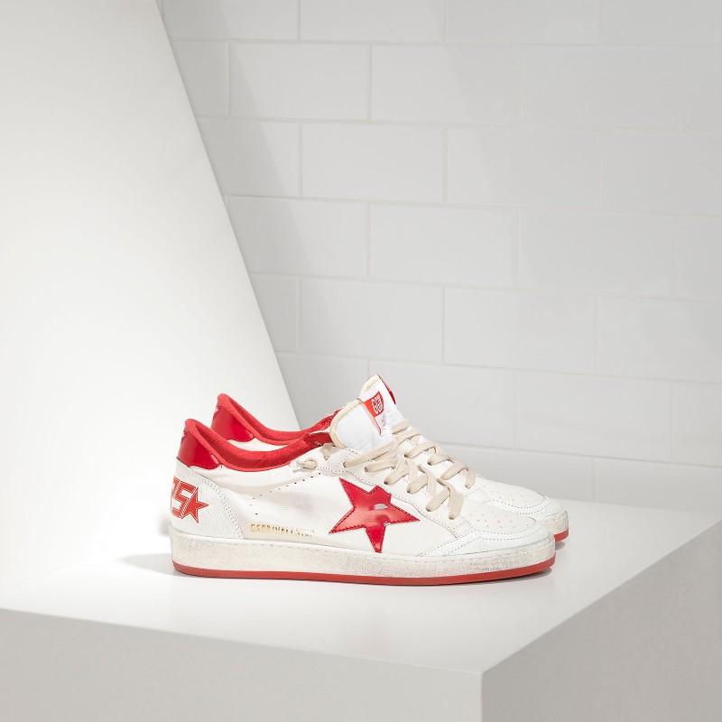 Golden Goose Ballstar Sneakers In Leather With Leather Star Men